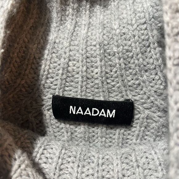 Naadam Wool Cashmere Turtleneck Sweater Women’s Small Gray Ribbed Fisherman - Picture 2 of 5